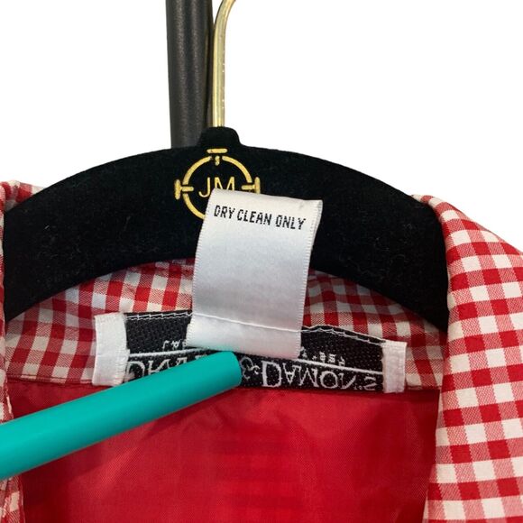 Drapers and Damons Womens Red Silk Flower Embroidered Gingham Shirt 14P Classic - Picture 5 of 9